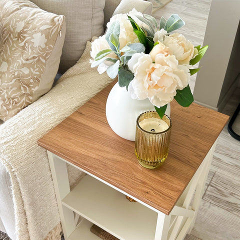 PHI VILLA Farmhouse-Inspired Manufactured Wood Coffee Table