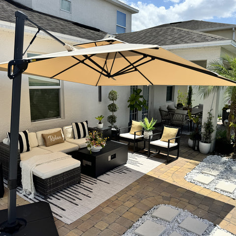 9X12ft Rectangular Outdoor Cantilever Offset Umbrella for Garden, Pool