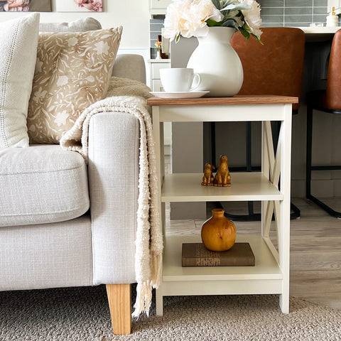PHI VILLA Farmhouse-Inspired Manufactured Wood Coffee Table