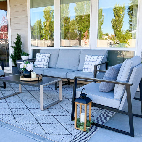 5-Seater Modern Textilene and Metal Outdoor Conversation Sofa Set