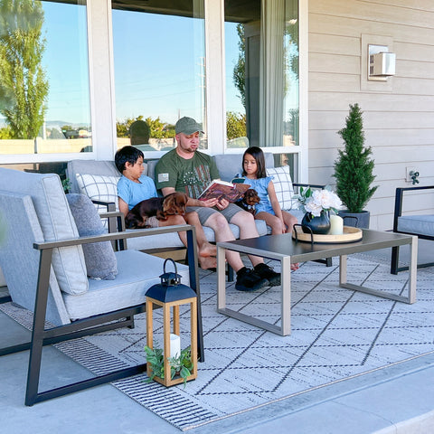 5-Seater Modern Textilene and Metal Outdoor Conversation Sofa Set