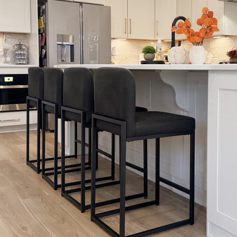 24 Inch Counter Height PU Leather Bar Stool with Backrest