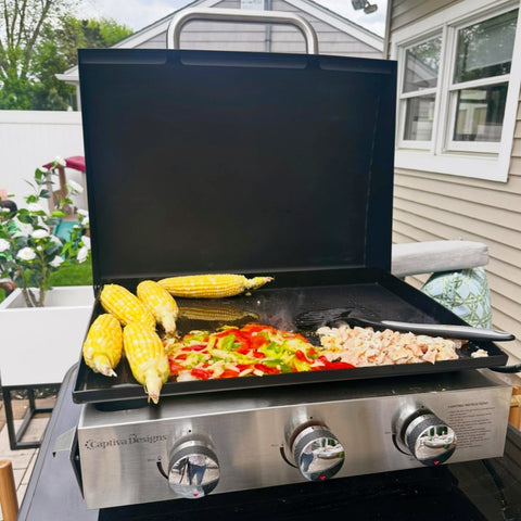22" Ceramic Coated Plate Tabletop Portable Propane Griddle Grill 24,000 BTU