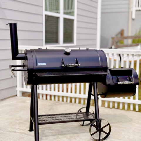 2-In-1 Charcoal Smoker Grill with Offset Smoke Box