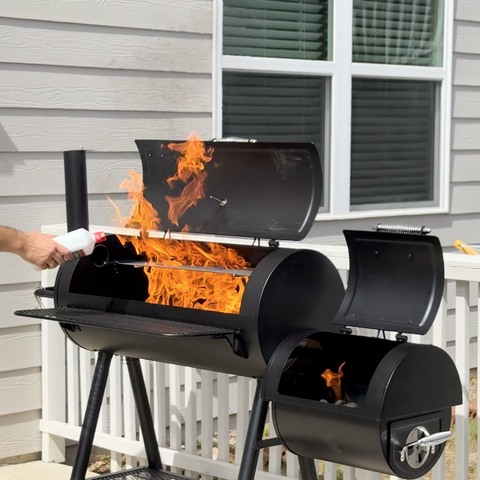 2-In-1 Charcoal Smoker Grill with Offset Smoke Box