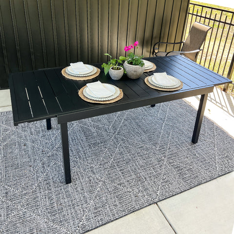 Metal Adjustable Outdoor Patio Dining Table for 6-8 Person