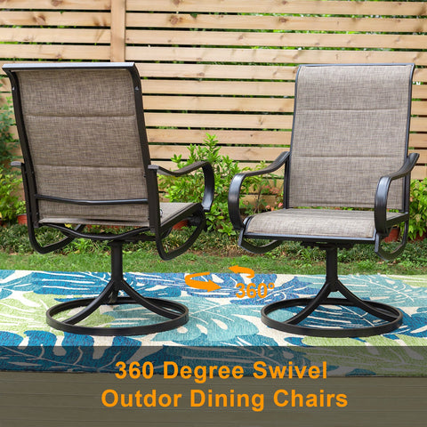 Rectangle Table and 6 Textilene Swivel Chairs 7-Piece Steel Outdoor Dining Set