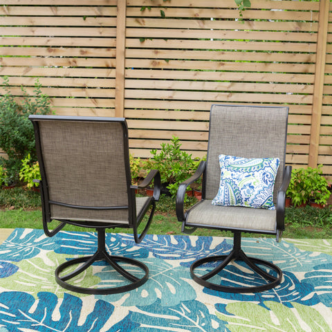 7-Piece Patio Dining Set Round Steel Table Textilene Swivel Chairs