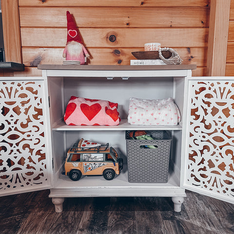 Accent Storage Cabinet with Decorative Carved