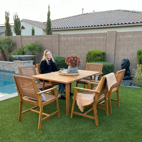Outdoor Acacia Wood Casual Dining Set for Backyard