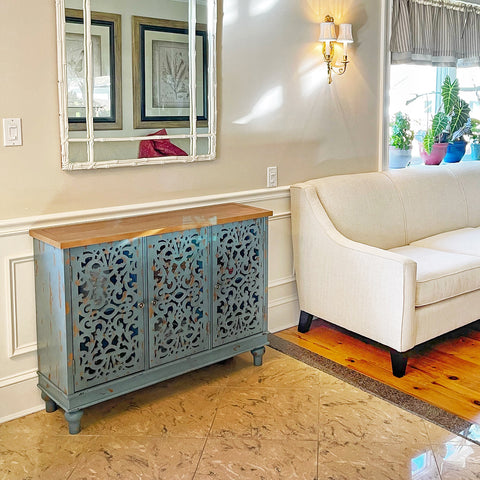 Accent Storage Cabinet with Decorative Carved