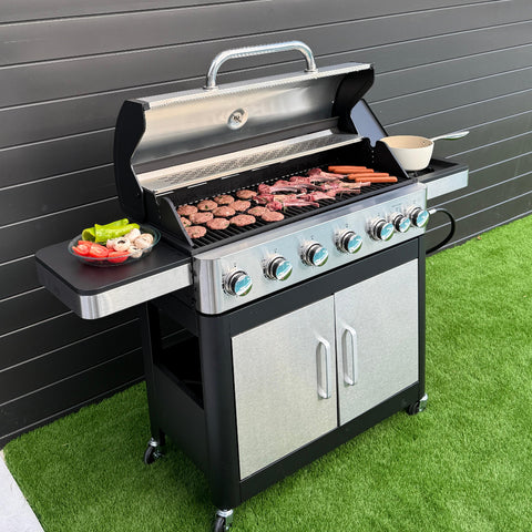 6-Burner Outdoor Propane Grill with Extra Side Burner