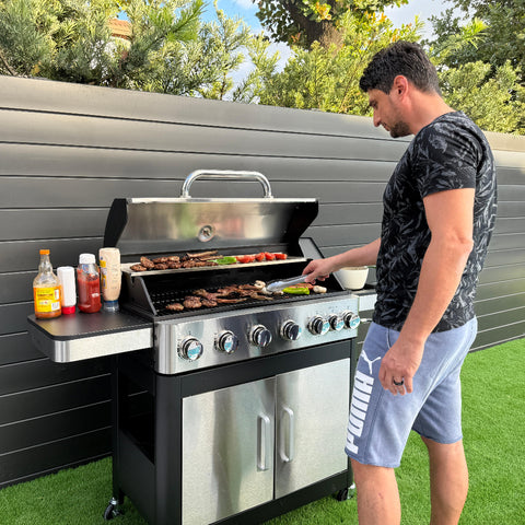 6-Burner Outdoor Propane Grill with Extra Side Burner