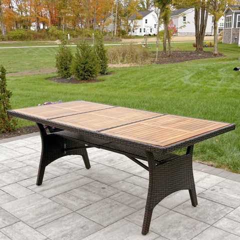7/9 Piece Acacia Wood Outdoor Dining Set with Wicker Rattan Haiti Chairs