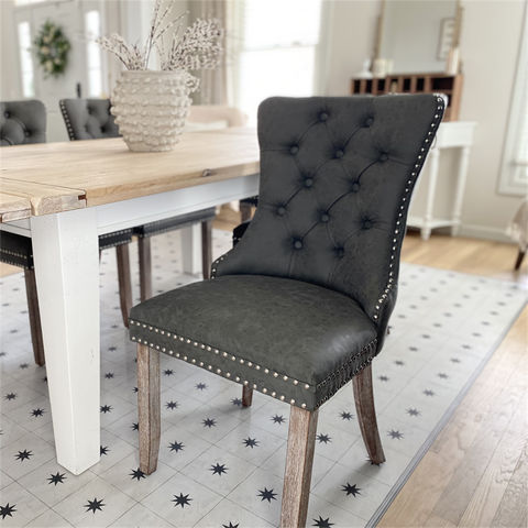 PU Leather Wing Back Side Dining Room Chairs Set of 2