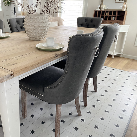PU Leather Wing Back Side Dining Room Chairs Set of 2