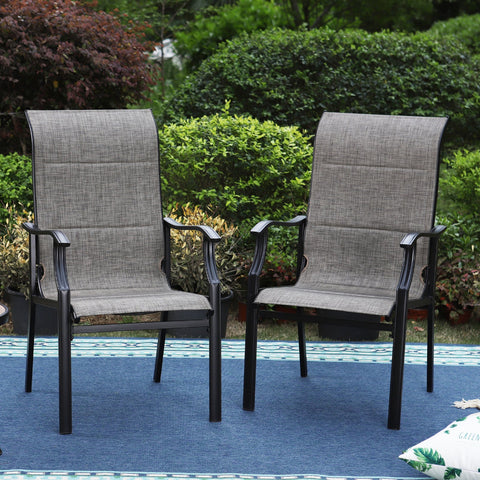 Sling Fabric High-back Padded Patio Fixed Chairs