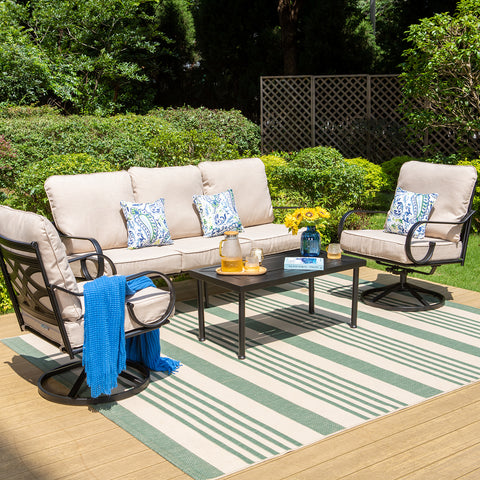 American Style Elegant Back Pattern Patio Sofa Set
