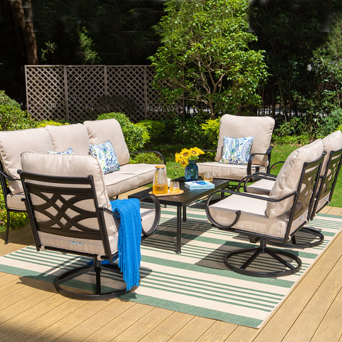 American Style Elegant Back Pattern Patio Sofa Set