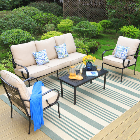 American Style Elegant Back Pattern Patio Sofa Set