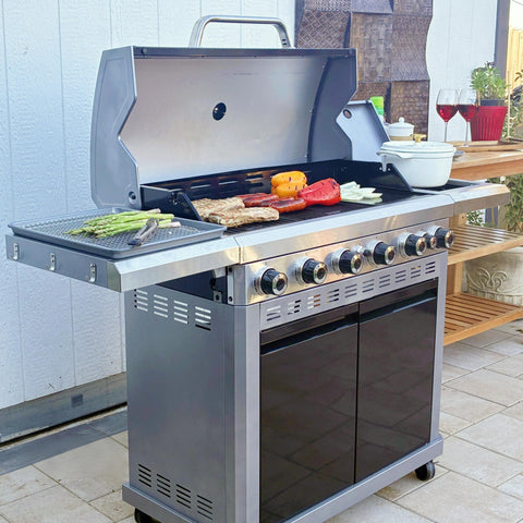 6-Burner 740 sq.in. Extra Large Gas BBQ Grill with Griddle & Side Burner