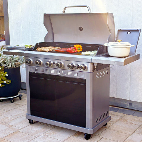 6-Burner 740 sq.in. Extra Large Gas BBQ Grill with Griddle & Side Burner
