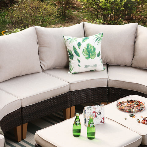 10/11 Pieces Rattan Half-Moon Curved Luxury Outdoor Sofa Sectional