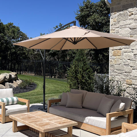 10ft Outdoor Patio Offset Cantilever Umbrella with Cross Base