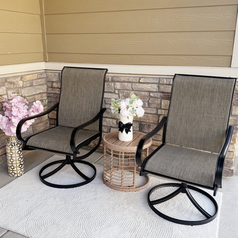 Patio Textilene Swivel Chair Outdoor Dining Set