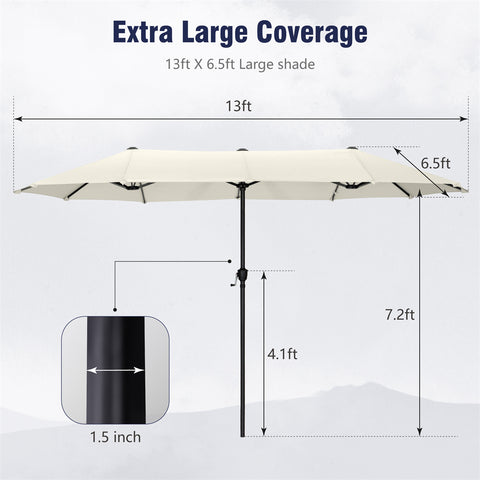 13ft Large Double-Sided Outdoor Patio Umbrella