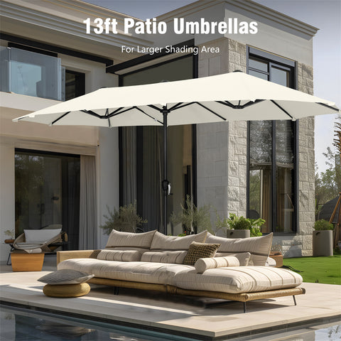 13ft Large Double-Sided Outdoor Patio Umbrella