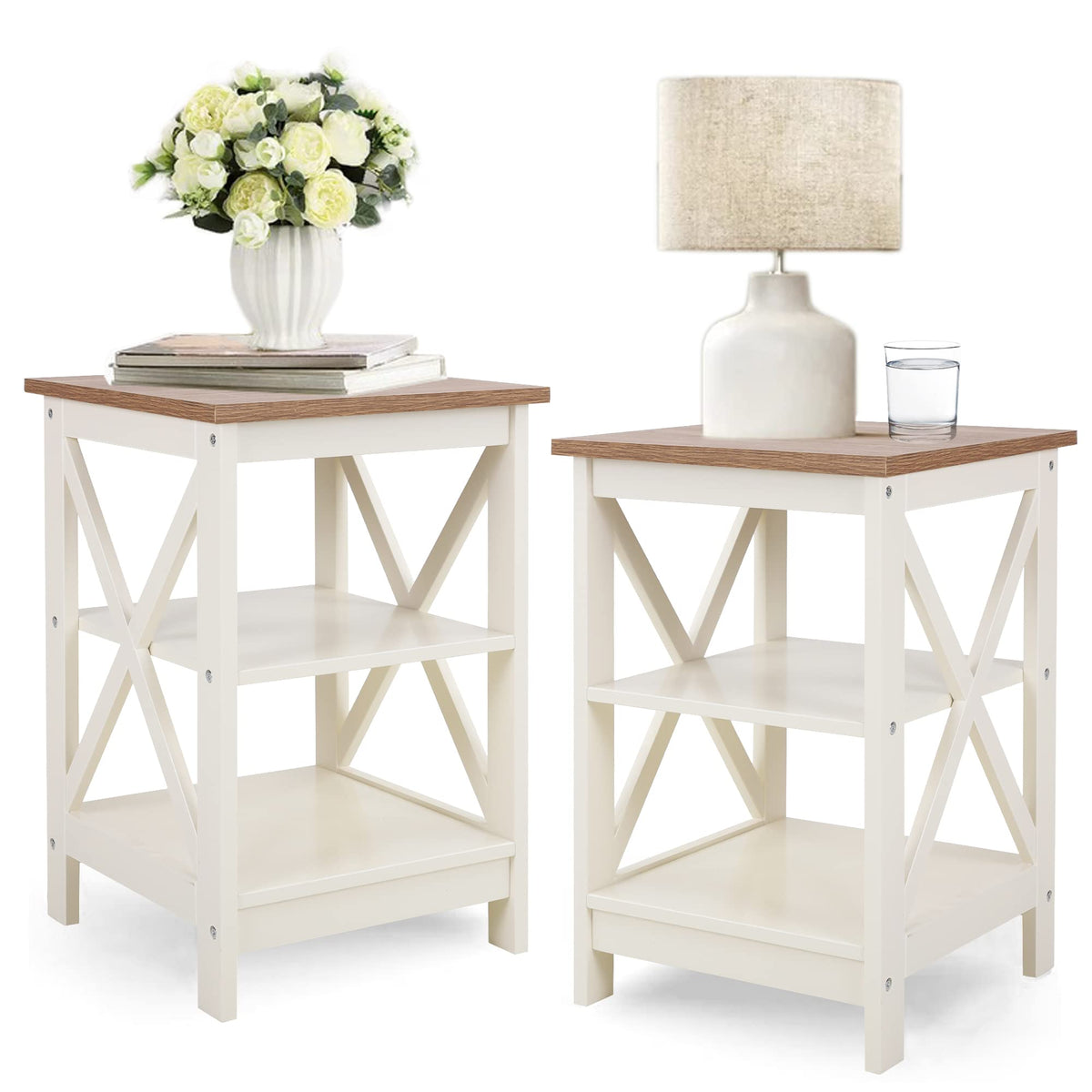 PHI VILLA Farmhouse-Inspired Manufactured Wood Coffee Table