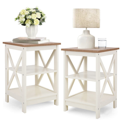 PHI VILLA Farmhouse-Inspired Manufactured Wood Coffee Table