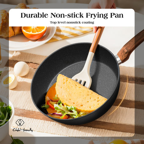 Kitchen Academy Stylish Granite-Coating Nonstick Induction 12 Pieces Cookware Set