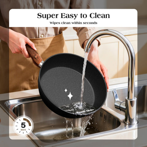Kitchen Academy Stylish Granite-Coating Nonstick Induction 12 Pieces Cookware Set