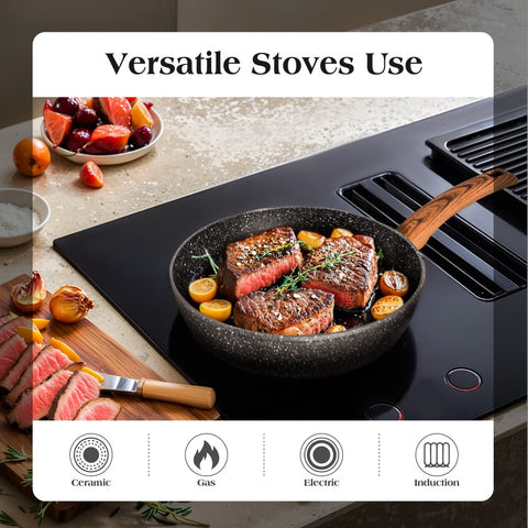 Kitchen Academy Stylish Granite-Coating Nonstick Induction 12 Pieces Cookware Set