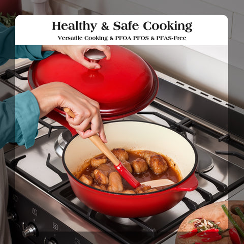 Kitchen Academy 7 Piece Enameled Cast Iron Cookware Set, PFOA&PFAS Free