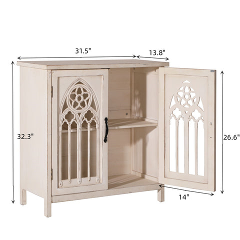 Warm White Hollowed Church Window Accent Cabinet