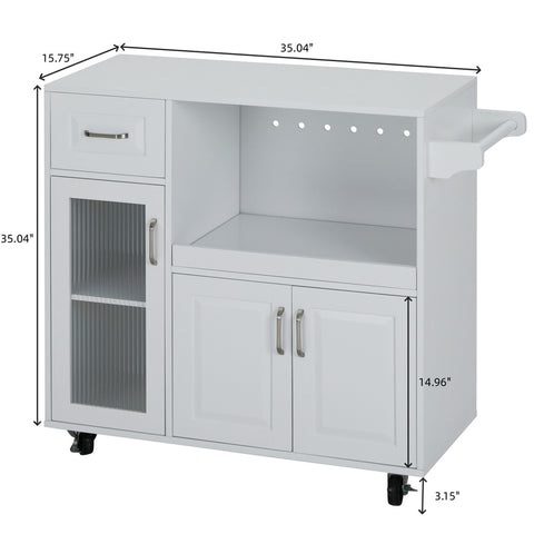 Multifunctional & Movable Kitchen Island Cart with Ample Storage Space and Towel Rack