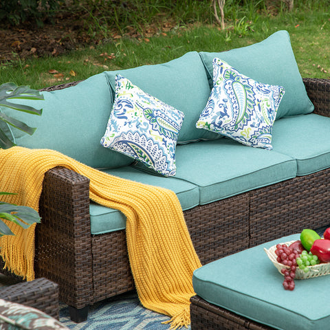 Upgraded Outdoor Sofa Set Rattan Set with Thick Cushions