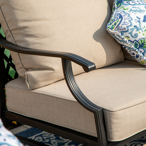 5-Seat Thick Cushion Conversation Sets with Swivel Chairs & Ottoman
