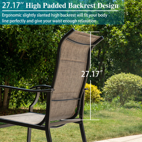 Sling Fabric High-back Padded Patio Fixed Chairs