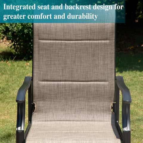Sling Fabric High-back Padded Patio Fixed Chairs