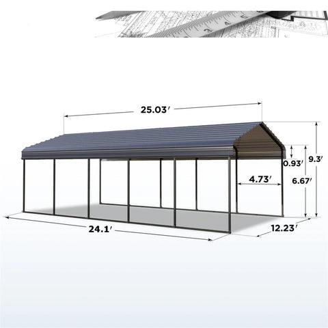 Heavy Duty Carport with Galvanized Steel Roof Multi-Purpose Shelter
