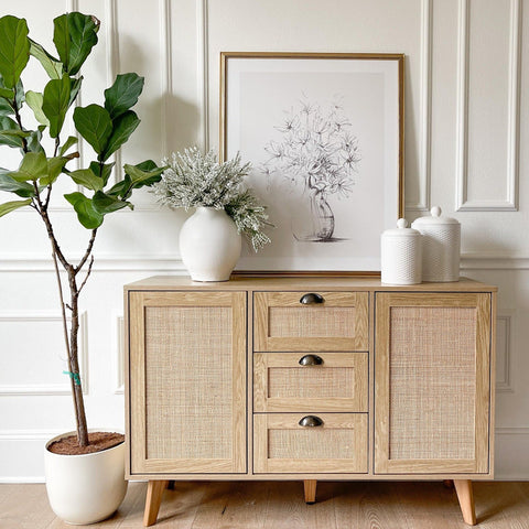 Natural Rattan Storage Cabinet and Chest of Drawers