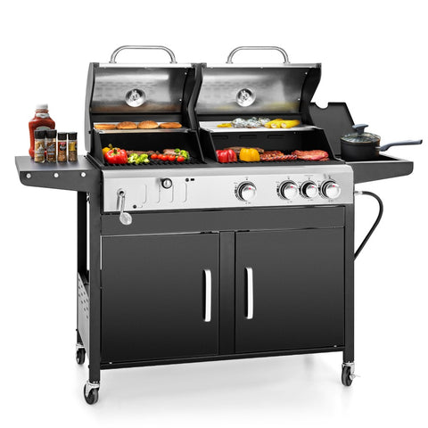 Outdoor Propane Grill & Charcoal Grill Combo