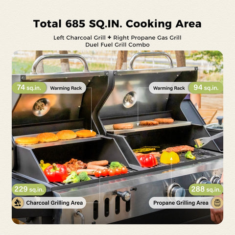 Outdoor Propane Grill & Charcoal Grill Combo