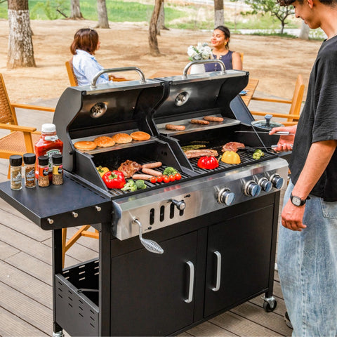 Outdoor Propane Grill & Charcoal Grill Combo