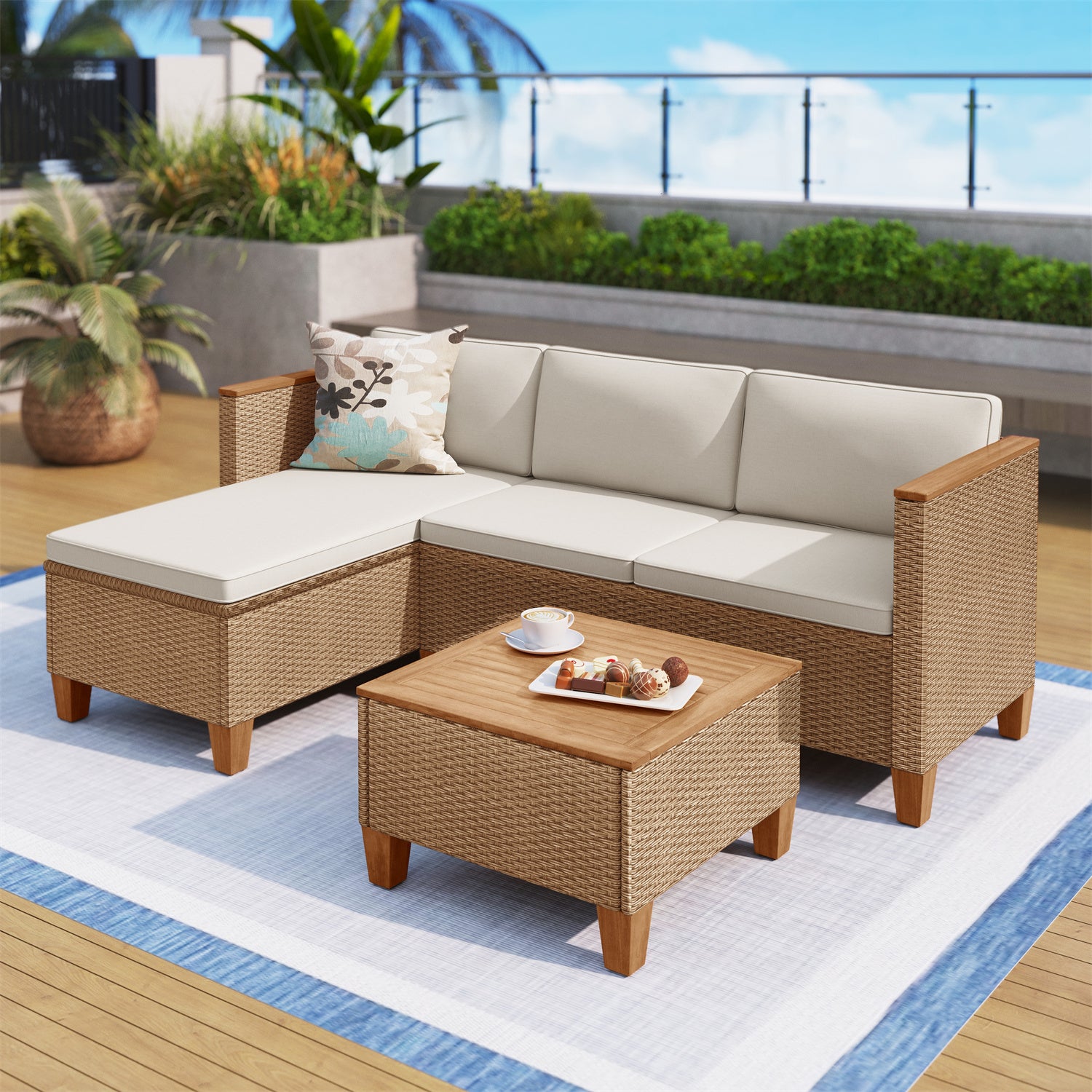 Shop our L shaped outdoor couch conversation set  now to elevate your outdoor gatherings with stylish comfort and inviting design.