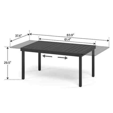 Metal Adjustable Outdoor Patio Dining Table for 6-8 Person